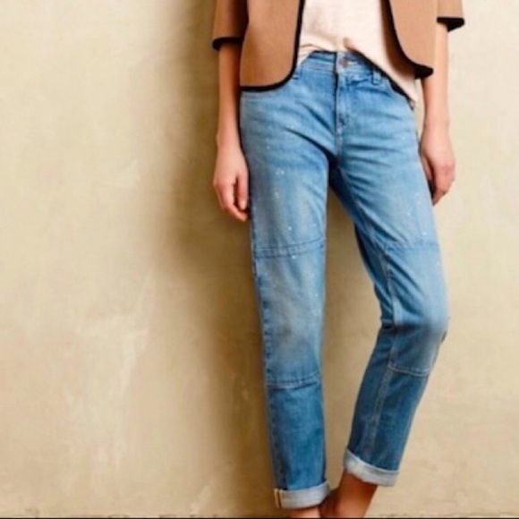 PILCRO And The Letterpress Utility High Paint Spatter Carpenter Jeans 24 Petite - Picture 1 of 10